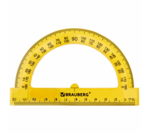 Транспортир 12 см, 180 градусов, BRAUBERG, прозрачный, неоновый, ассорти, 210849 Транспортир 12 см, 180 градусов, BRAUBERG, прозрачный, неоновый, ассорти, 210849