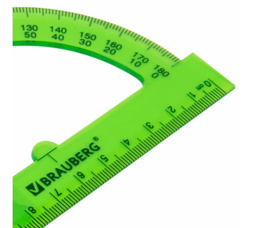 Транспортир 12 см, 180 градусов, BRAUBERG, прозрачный, неоновый, ассорти, 210849 Транспортир 12 см, 180 градусов, BRAUBERG, прозрачный, неоновый, ассорти, 210849