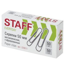 Скрепки большие 50 мм гофрированные 50 шт., STAFF 