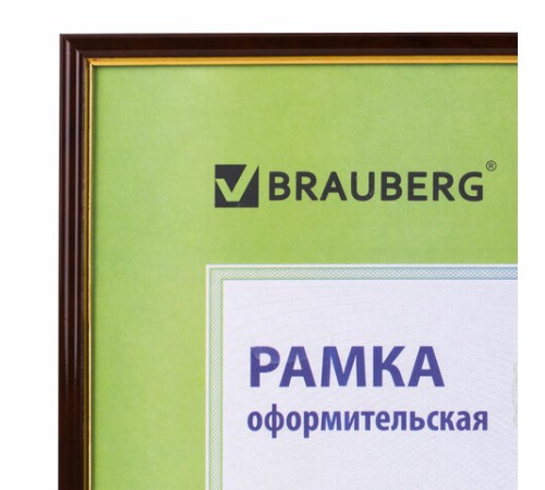 Рамка 30х40 см, пластик, багет 14 мм, BRAUBERG "HIT", красное дерево с позолотой, стекло, 390259 Рамка 30х40 см, пластик, багет 14 мм, BRAUBERG "HIT", красное дерево с позолотой, стекло, 390259