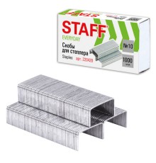 Скобы для степлера №10, 1000 штук, STAFF 