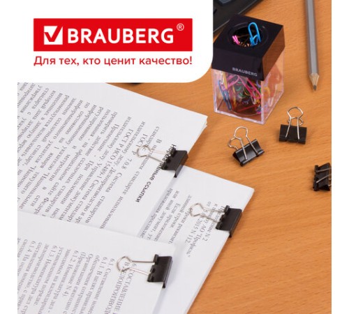 Зажимы для бумаг BRAUBERG, КОМПЛЕКТ 12 шт., 19 мм, на 60 листов, черные, картонная коробка, 220559 Зажимы для бумаг BRAUBERG, КОМПЛЕКТ 12 шт., 19 мм, на 60 листов, черные, картонная коробка, 220559