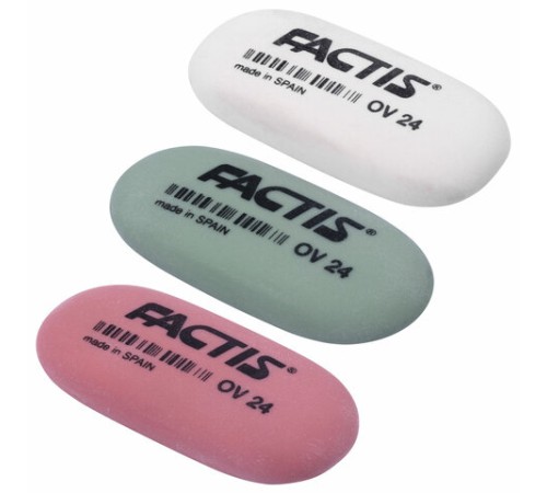 Ластик FACTIS OV 24 (Испания), 49х24х9 мм, цвет ассорти, овальный, мягкий, CMFOV24