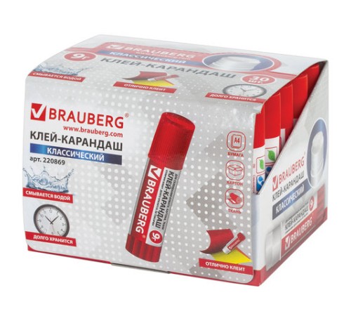 Клей-карандаш BRAUBERG, 9 г, 220869 Клей-карандаш BRAUBERG, 9 г, 220869