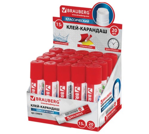 Клей-карандаш BRAUBERG, 15 г, 220870 Клей-карандаш BRAUBERG, 15 г, 220870