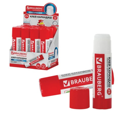 Клей-карандаш BRAUBERG, 25 г, 220871 Клей-карандаш BRAUBERG, 25 г, 220871