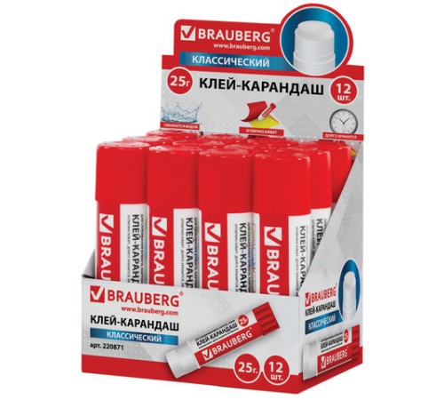 Клей-карандаш BRAUBERG, 25 г, 220871 Клей-карандаш BRAUBERG, 25 г, 220871