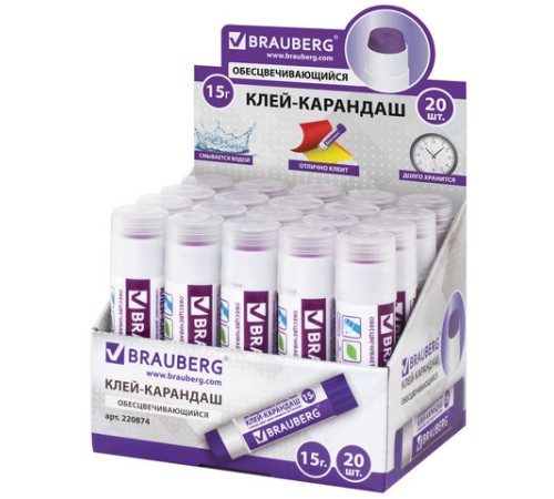 Клей-карандаш BRAUBERG, 15 г, обесцвечивающийся после высыхания, 220874 Клей-карандаш BRAUBERG, 15 г, обесцвечивающийся после высыхания, 220874