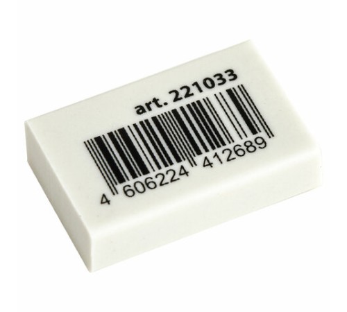 Ластик BRAUBERG "Classic", 26х17х7 мм, белый, прямоугольный, 221033