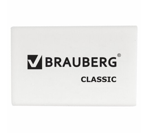 Ластик BRAUBERG "Classic", 26х17х7 мм, белый, прямоугольный, 221033