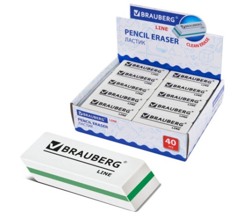 Ластик BRAUBERG "Line", 57х18х8 мм, белый, прямоугольный, скошенные края, 221036 Ластик BRAUBERG "Line", 57х18х8 мм, белый, прямоугольный, скошенные края, 221036