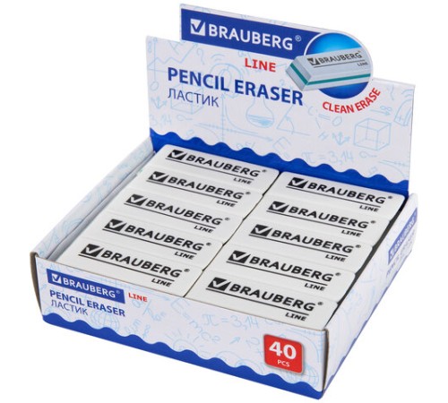 Ластик BRAUBERG "Line", 57х18х8 мм, белый, прямоугольный, скошенные края, 221036 Ластик BRAUBERG "Line", 57х18х8 мм, белый, прямоугольный, скошенные края, 221036