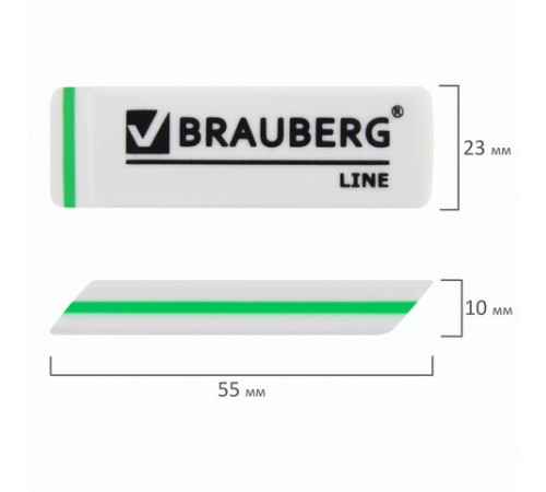Ластик BRAUBERG "Line", 57х18х8 мм, белый, прямоугольный, скошенные края, 221036 Ластик BRAUBERG "Line", 57х18х8 мм, белый, прямоугольный, скошенные края, 221036