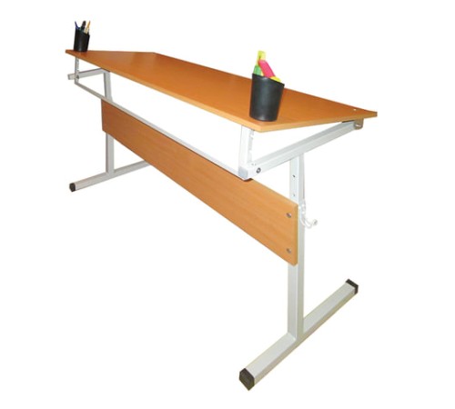 Стол-парта 2-местный, регулируемый угол, 1200х500х520-640 мм, рост 2-4, серый каркас, ЛДСП, бук, Ш-304 (2-4) М
