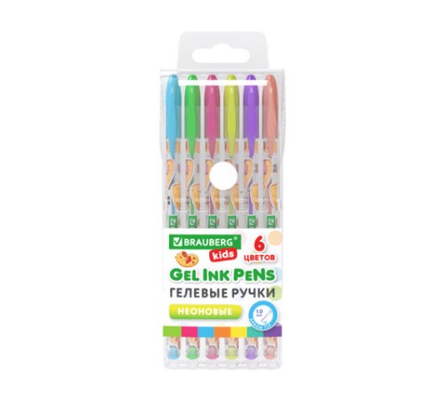 Ручки гелевые НЕОНОВЫЕ BRAUBERG KIDS 