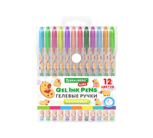 Ручки гелевые НЕОНОВЫЕ BRAUBERG KIDS 