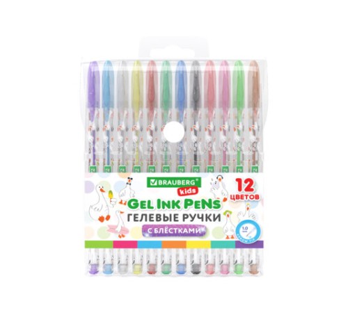 Ручки гелевые С БЛЕСТКАМИ BRAUBERG KIDS 