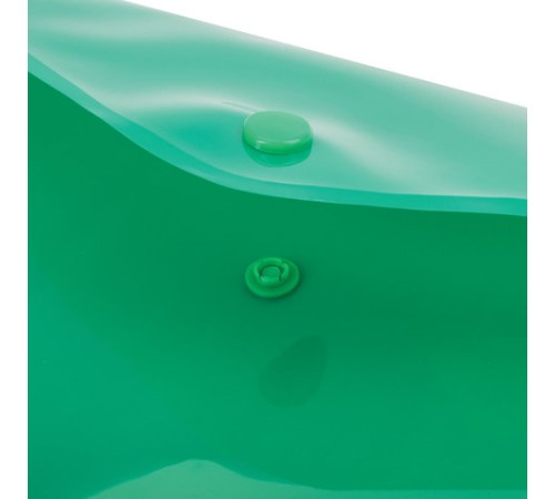 Папка-конверт с кнопкой BRAUBERG, А4, до 100 листов, непрозрачная, зеленая, СВЕРХПРОЧНАЯ 0,2 мм, 221363