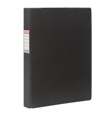 Папка на 4 кольцах BRAUBERG, картон/ПВХ, 35 мм, черная, до 250 листов (удвоенный срок службы), 221483
