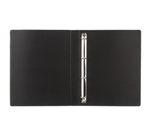 Папка на 4 кольцах BRAUBERG, картон/ПВХ, 35 мм, черная, до 250 листов (удвоенный срок службы), 221483