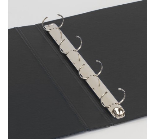 Папка на 4 кольцах BRAUBERG, картон/ПВХ, 35 мм, черная, до 250 листов (удвоенный срок службы), 221483