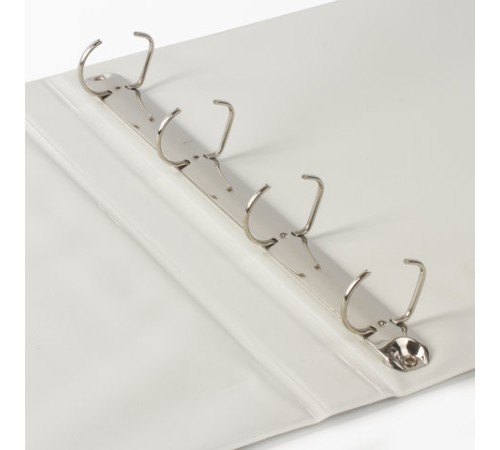 Папка на 4 кольцах с передним прозрачным карманом BRAUBERG, 35 мм, картон/ПВХ, белая, до 250 листов, 221486