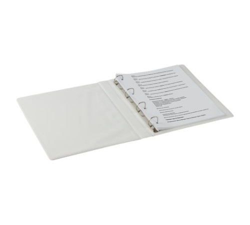 Папка на 4 кольцах с передним прозрачным карманом BRAUBERG, 35 мм, картон/ПВХ, белая, до 250 листов, 221486