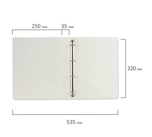 Папка на 4 кольцах с передним прозрачным карманом BRAUBERG, 35 мм, картон/ПВХ, белая, до 250 листов, 221486