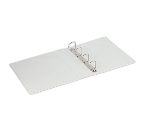 Папка на 4 кольцах с передним прозрачным карманом BRAUBERG, 65 мм, картон/ПВХ, белая, до 400 листов, 221487