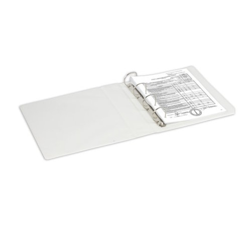 Папка на 4 кольцах с передним прозрачным карманом BRAUBERG, 65 мм, картон/ПВХ, белая, до 400 листов, 221487