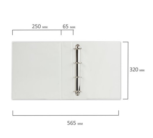 Папка на 4 кольцах с передним прозрачным карманом BRAUBERG, 65 мм, картон/ПВХ, белая, до 400 листов, 221487