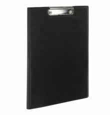 Папка-планшет BRAUBERG, А4 (340х240 мм), с прижимом и крышкой, картон/ПВХ, РОССИЯ, черная, 221488