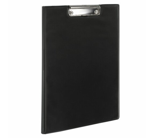 Папка-планшет BRAUBERG, А4 (340х240 мм), с прижимом и крышкой, картон/ПВХ, РОССИЯ, черная, 221488