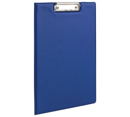 Папка-планшет BRAUBERG, А4 (340х240 мм), с прижимом и крышкой, картон/ПВХ, РОССИЯ, синяя, 221489