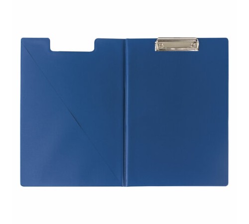 Папка-планшет BRAUBERG, А4 (340х240 мм), с прижимом и крышкой, картон/ПВХ, РОССИЯ, синяя, 221489