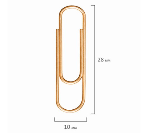 Скрепки BRAUBERG, 28 мм, золотистые, 100 шт., в картонной коробке, 221529