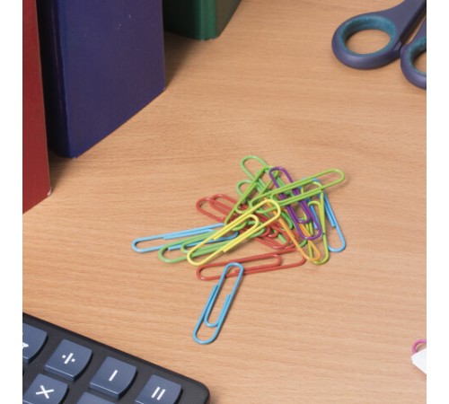 Скрепки большие 50 мм, цветные, 50 шт., в картонной коробке, BRAUBERG, 221533
