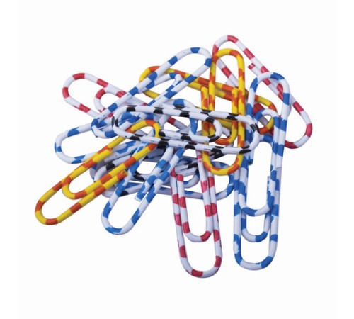 Скрепки BRAUBERG, 28 мм с цветными полосками, 100 шт., в картонной коробке, 221534