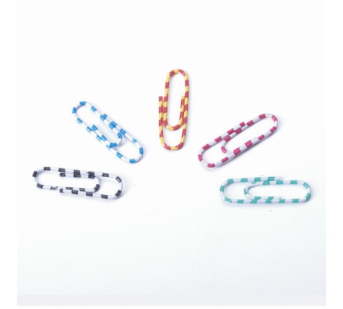 Скрепки BRAUBERG, 28 мм с цветными полосками, 100 шт., в картонной коробке, 221534