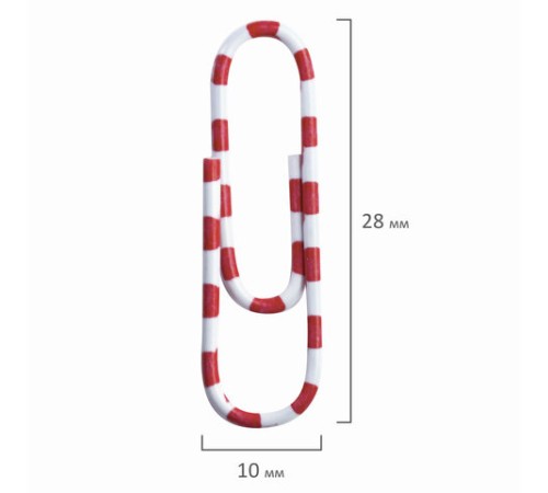 Скрепки BRAUBERG, 28 мм с цветными полосками, 100 шт., в картонной коробке, 221534