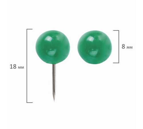 Силовые кнопки-гвоздики BRAUBERG, цветные (шарики), 50 шт., в картонной коробке, 221550