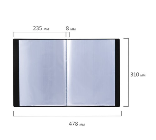 Папка 10 вкладышей BRAUBERG стандарт, черная, 0,6 мм, 221592