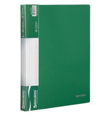Папка 30 вкладышей BRAUBERG стандарт, зеленая, 0,6 мм, 221597