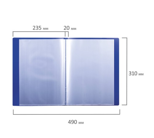 Папка 30 вкладышей BRAUBERG стандарт, синяя, 0,6 мм, 221599