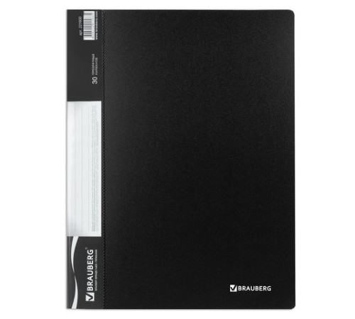 Папка 30 вкладышей BRAUBERG стандарт, черная, 0,6 мм, 221600