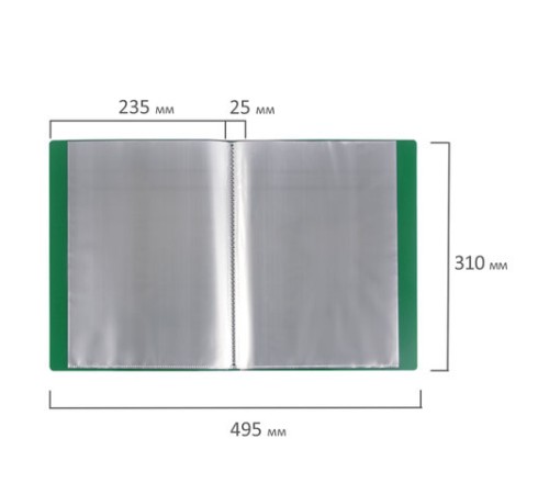 Папка 40 вкладышей BRAUBERG стандарт, зеленая, 0,7 мм, 221601