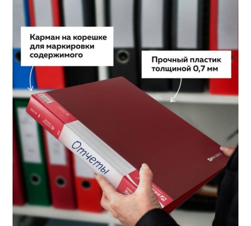 Папка 40 вкладышей BRAUBERG стандарт, красная, 0,7 мм, 221602