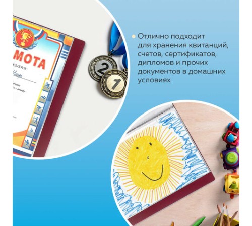 Папка 40 вкладышей BRAUBERG стандарт, красная, 0,7 мм, 221602