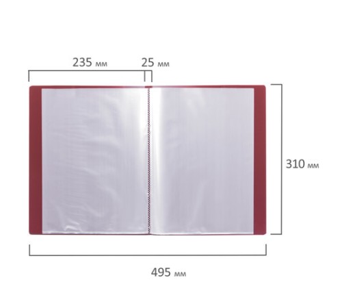 Папка 40 вкладышей BRAUBERG стандарт, красная, 0,7 мм, 221602