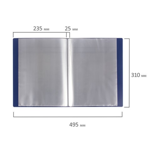 Папка 40 вкладышей BRAUBERG стандарт, синяя, 0,7 мм, 221603